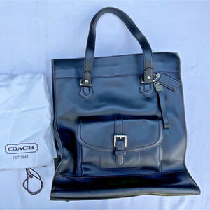 COACH Bleecker Riley Carryall Black Leather Tote Bag F27828 + Dust Bag VGC